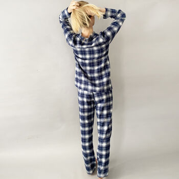 Brushed Cotton Blue And White Check Pyjamas, 4 of 5