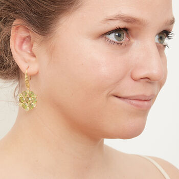 Green Peridot Gold Plated Silver Mandala Earrings, 5 of 11