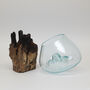 Handmade Molten Glass Decorative Bowl On Wooden Stand, thumbnail 4 of 6