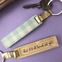 Personalised Teal Gingham Glitter Stick Keyring, thumbnail 1 of 4