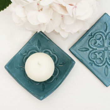 Moroccan Style Teal Candle Holder, 3 of 4