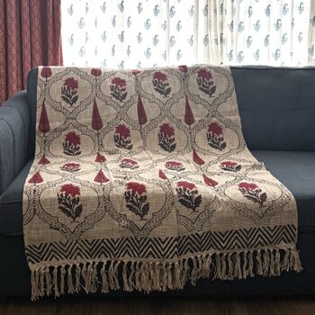 Block Printed Colourful Cotton Sofa Throw, 7 of 12