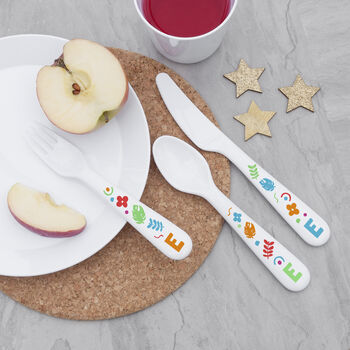 Personalised Colourful Shapes Baby Cutlery Set, 9 of 10