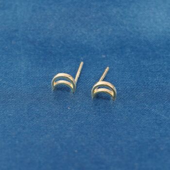 Gold Crescent Moon Stud Earrings, Dainty Minimalistic Studs, 5 of 7