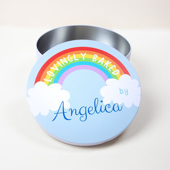 Personalised Rainbow Circle Cake Tin, 2 of 6