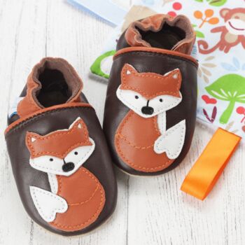 Dotty Fish Fox Soft Leather Baby Shoes With Barefoot Soles, 4 of 8