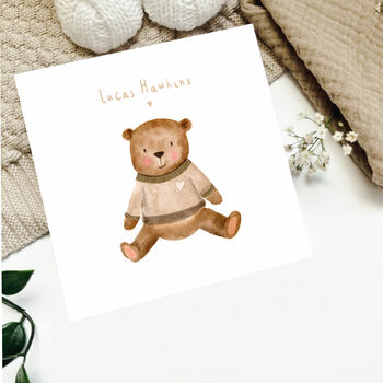 Neutral Baby Bear Gift Set With Personalised Card, 5 of 7
