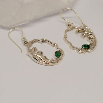 Emerald Sterling Silver Earrings, 3 of 8