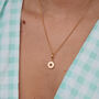 18ct Gold Party Ring Biscuit Charm Necklace With Pink Enamel, thumbnail 4 of 6