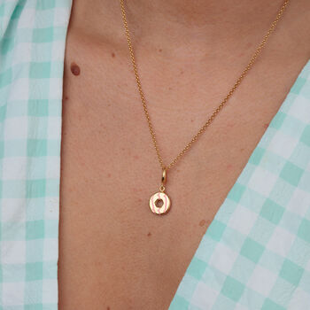 18ct Gold Party Ring Biscuit Charm Necklace With Pink Enamel, 4 of 6