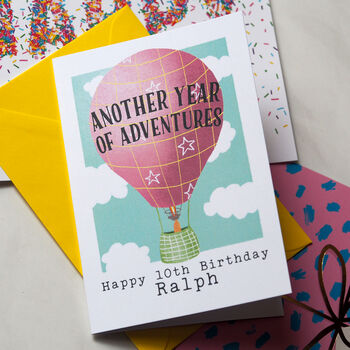 'Hot Air Balloon' Personalised Birthday Card, 2 of 4