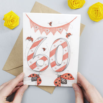 Happy 60th Birthday Greeting Card Ladybirds, 2 of 2