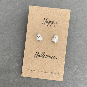 Silver Ghost Earrings. Happy Halloween Gift, 5 of 5