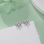 Hydrangea Cz Internally Threaded Flat Back Earrings In Sterling Silver, thumbnail 2 of 11
