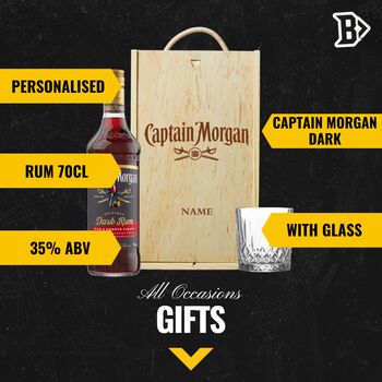 Personalised Captain Morgans Dark Rum Gift Set With Cola 70cl, 2 of 5