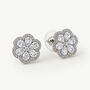 Women's Sterling Silver Bridal Flower Stud Earrings, Wedding Jewellery, thumbnail 3 of 4