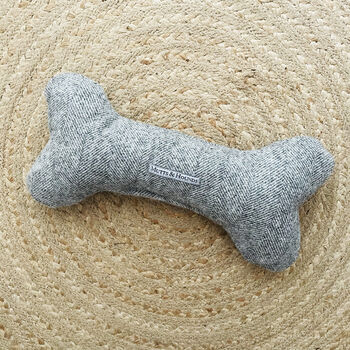 Mutts And Hounds Luxury Tweed Squeaky Dog Bone Toy, 3 of 4