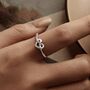 Sterling Silver Adjustable Heart Knot Ring, thumbnail 1 of 3