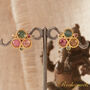 Multicoloured Tourmaline Triple Stone Gold Silver Stud, thumbnail 6 of 10