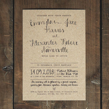 Calligraphy Kraft Wedding Invitation, 4 of 12