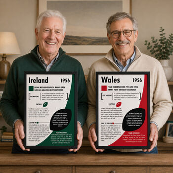 Personalised Rugby Print – 70th Birthday Gift Featuring Your Birth‑Year Season, 3 of 9
