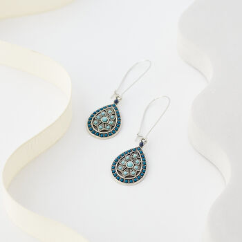 Blue And Turquoise Beaded Tear Drop Earrings, 3 of 3