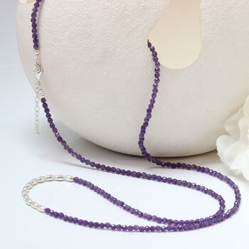 Long Amethyst And Sterling Silver Beaded Necklace, 3 of 11