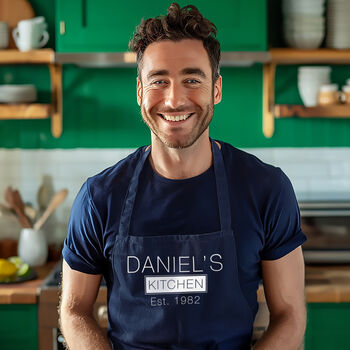 Personalised Kitchen Apron With Name And Year, 2 of 12