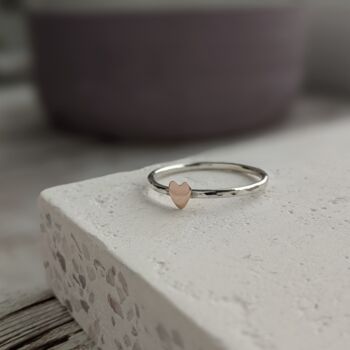 9ct Rose Gold Heart Stacker Ring, 6 of 10