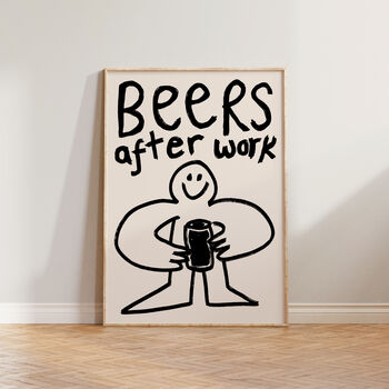 Beers After Work Doodle Kitchen Wall Art Print, 4 of 11