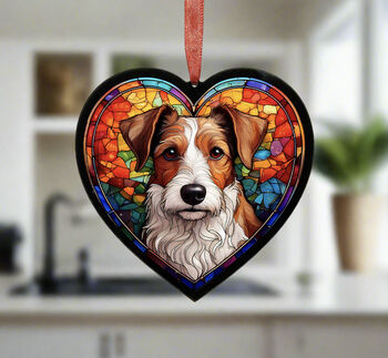 Fox Terrier Stained Glass Effect Heart Suncatcher, 4 of 5
