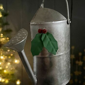 Robin On A Watering Can Hanging Christmas Wreath, 3 of 3