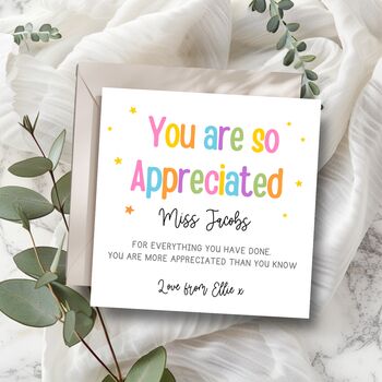 Personalised Thank You Teacher Card, Key Worker Appreciation End Of Term Gift, 2 of 3