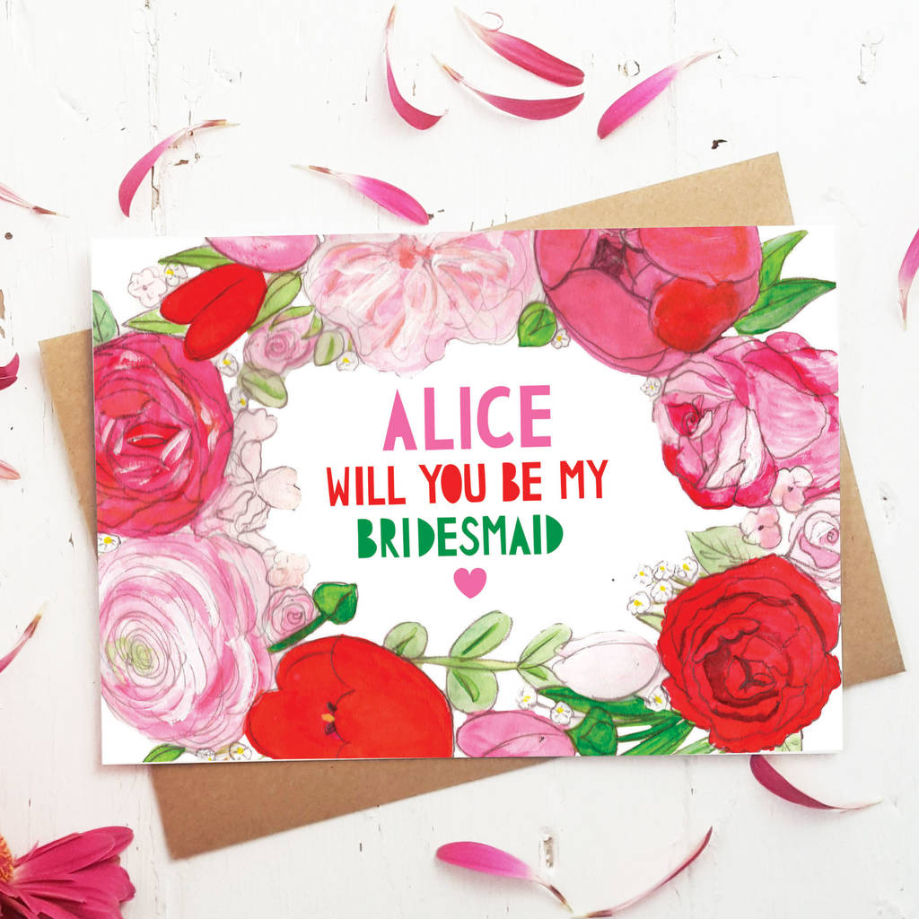 Will You Be My Bridesmaid Flowers Card, 1 of 3