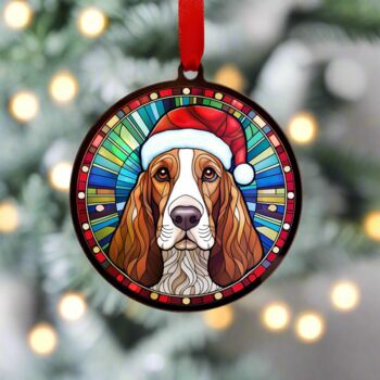 Basset Hound In Santa Hat Suncatcher Decoration, 3 of 6
