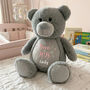 Personalised Born In 2026 Grey Plush Teddy Bear, thumbnail 3 of 11