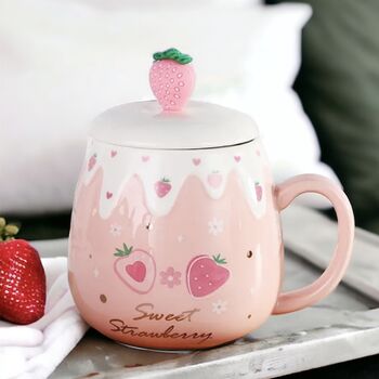 Strawberry Desert Mug With Lid And Spoon, 10 of 10