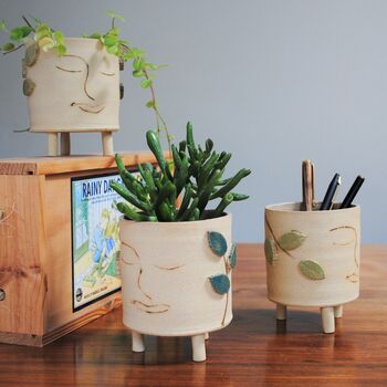 Face And Leaves Planter, Pencil Holder, Vase, 3 of 8