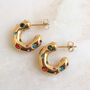 Non Tarnish Chunky Hoop Earrings With Colourful Gems, thumbnail 1 of 8