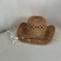Bride To Be Pearl And Straw Cowboy Theme Hat Brown, thumbnail 2 of 3
