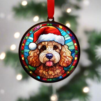 Poodle Blonde In Santa Hat Suncatcher Decoration, 2 of 6