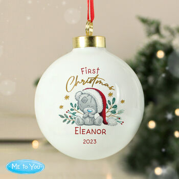 Personalised First Christmas Tiny Tatty Teddy Bauble, 2 of 4