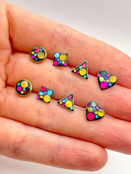 Mini Disco Stud Earrings With Colourful Glitter, 7 of 12