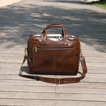 Vintage Look Genuine Leather Briefcase, 3 of 8