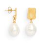 Decus Gold Stud Earrings With Large Baroque Pearl Drops, thumbnail 2 of 3