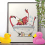 Flamingo In The Bath, Pink Artwork, thumbnail 1 of 8