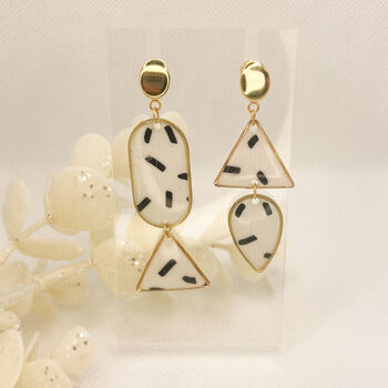 Asymetric Monochrome Statement Earrings For Her, 6 of 9