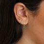 Delicate Dangle Emerald May Birthstone Hoop Earrings, thumbnail 2 of 4