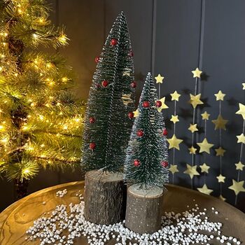 Tall Bristle Tree With Red Bells On Log Decoration, 2 of 2