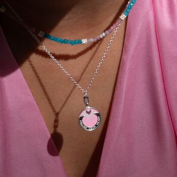 Follow Your Heart Pink Enamel Coin Necklace, 4 of 12